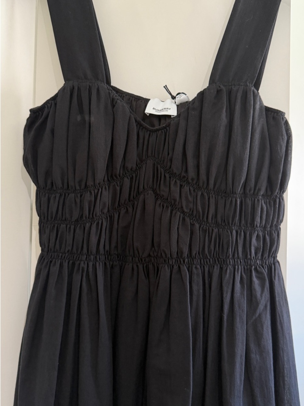 Burberry Black Cotton Midi Dress Wide Straps Size 2 - Picture 6 of 9